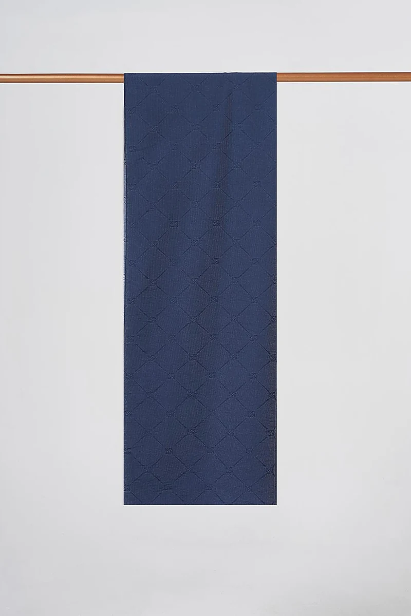Monogram Pattern Viscose Shawl Navy