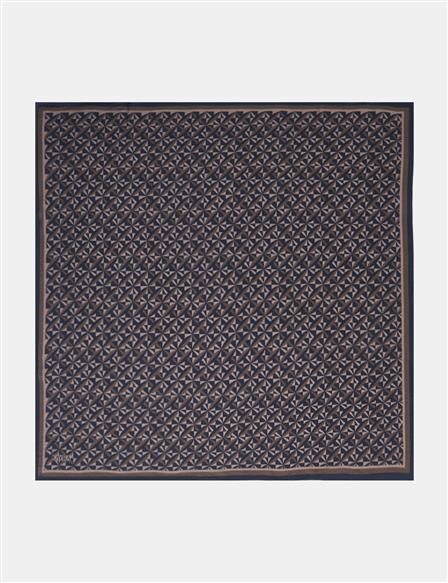 100% Lyocell Monogram Patterned Scarf Navy-Gray