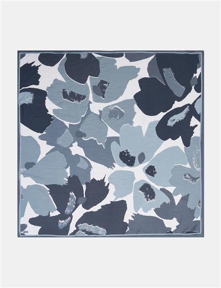 Leaf Pattern Viscose Scarf Grey