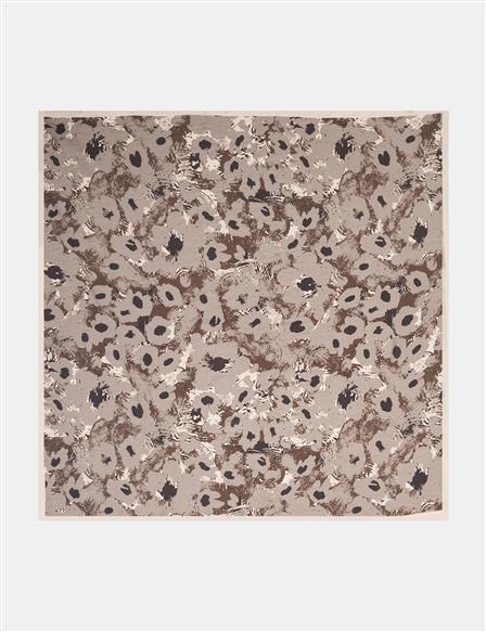 Mini Floral Pattern Viscose Scarf Biscuit