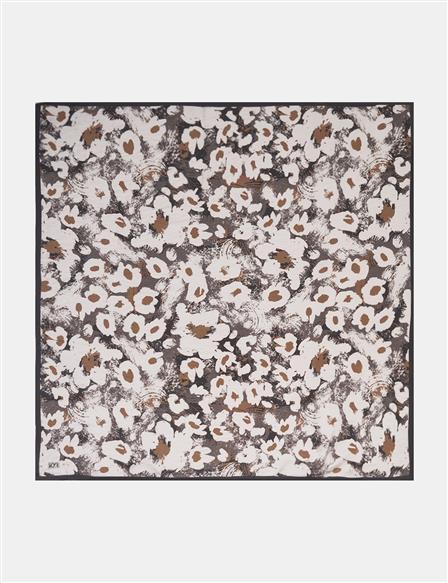 Mini Floral Pattern Viscose Scarf Cocoa Powder