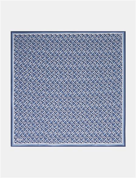100% Lyocell Monogram Patterned Scarf Indigo