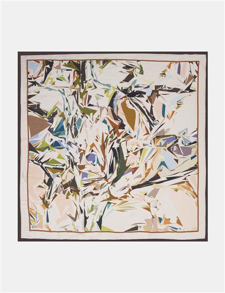 Prism Pattern Viscose Scarf Cream–Blue