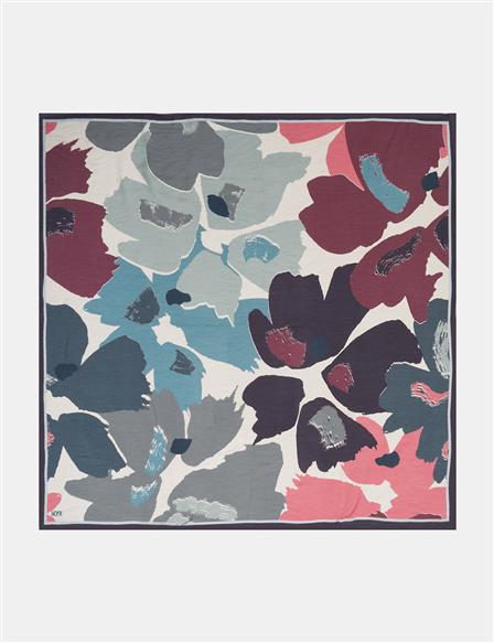 Leaf Pattern Viscose Scarf Anthracite