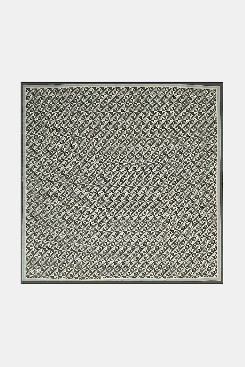 100% Lyocell Monogram Patterned Scarf Khaki