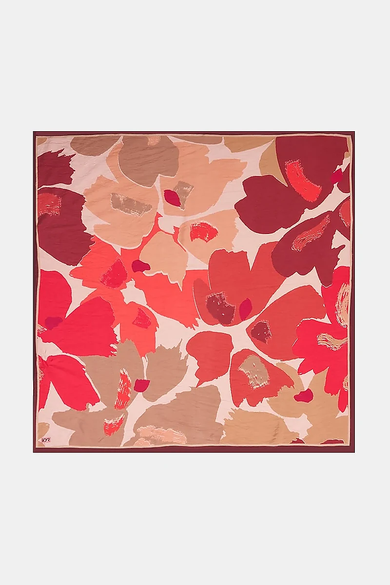 Leaf Pattern Viscose Scarf Rose Pink–Powder Pink