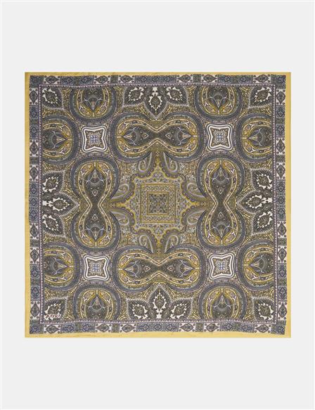 100% Lyocell Ethnic Patterned Scarf Mustard