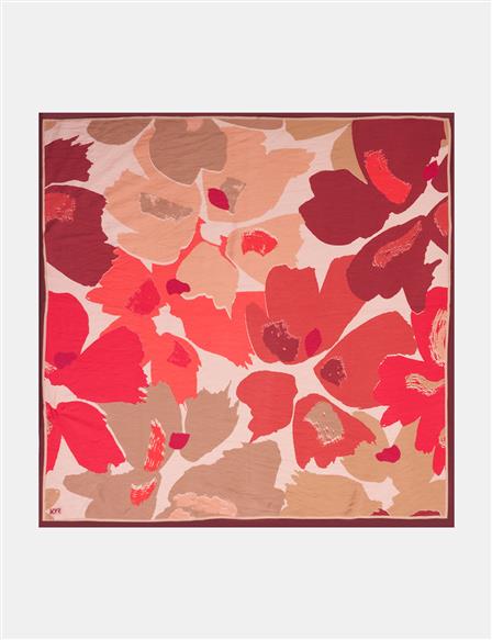 Leaf Pattern Viscose Scarf Rose Pink–Powder Pink