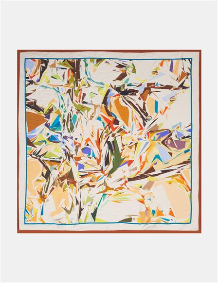 Prism Pattern Viscose Scarf Terracotta–Cream