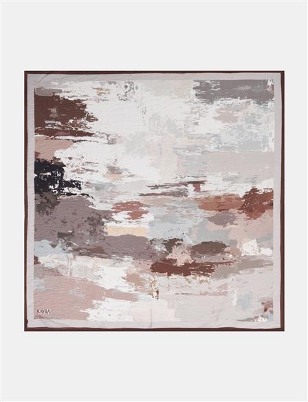 Abstract Patterned Scarf Reddish Brown