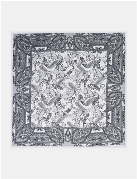 100% Lyocell Mixed Pattern Scarf Grey