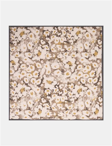 Mini Floral Pattern Viscose Scarf Olive