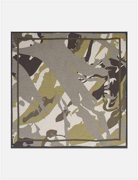 Camouflage Pattern Viscose Scarf Khaki