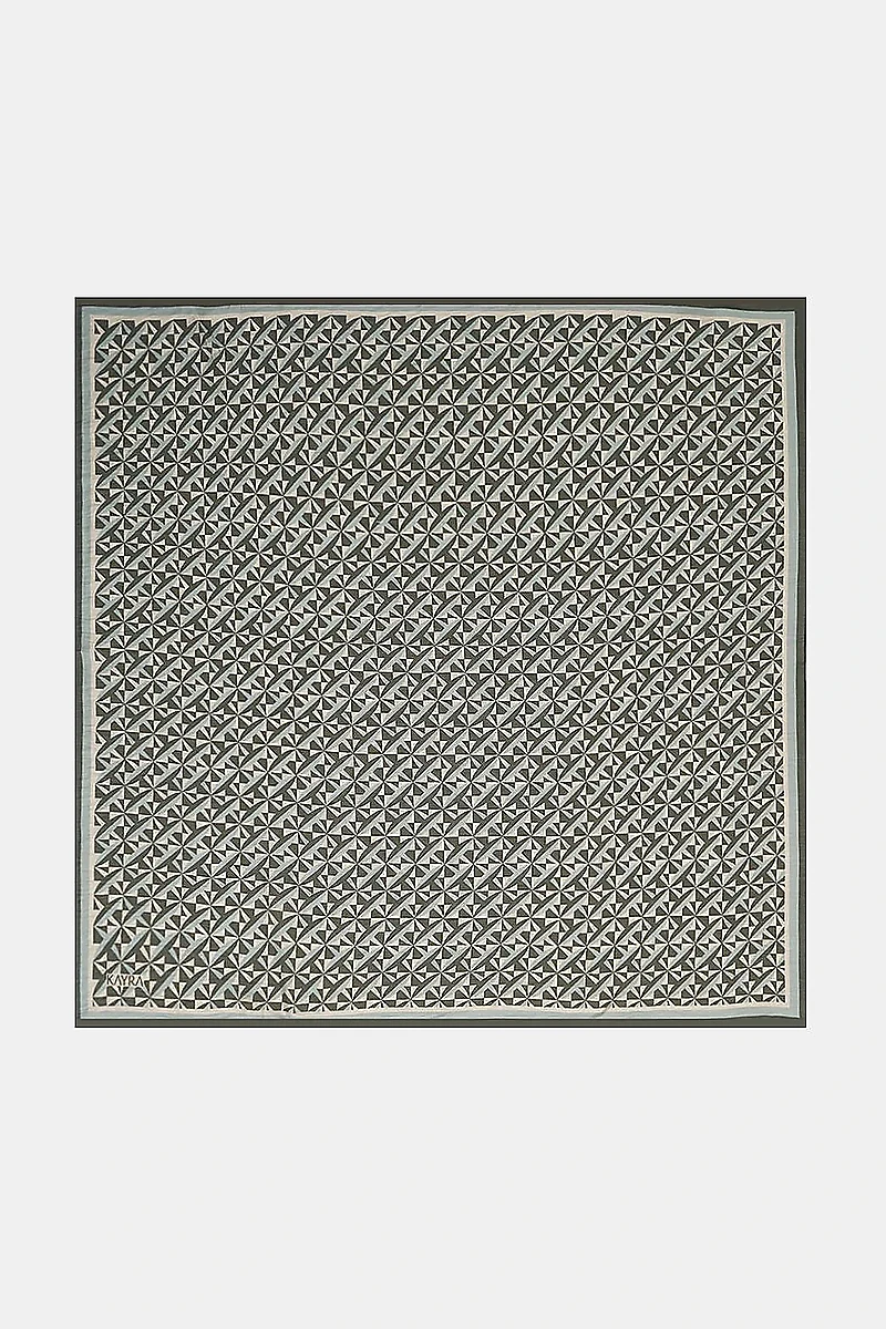 100% Lyocell Monogram Patterned Scarf Khaki