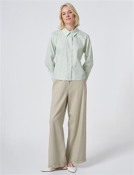 Cotton Blouse with Rope Belt Matcha Green
