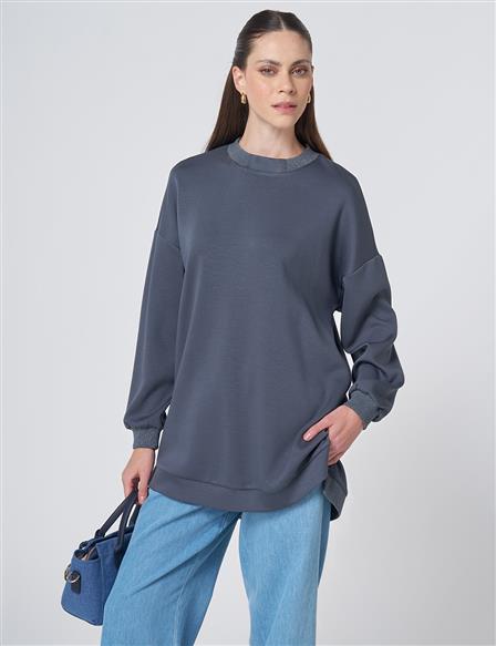 Drop Shoulder Rayon Sweatshirt - Ocean Blue