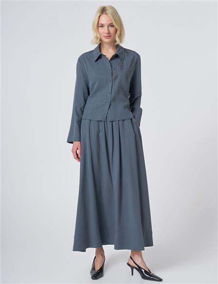 100% Lyocell Skirt Set - Ocean Blue