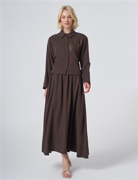 100% Lyocell Skirt Set - Dark Brown