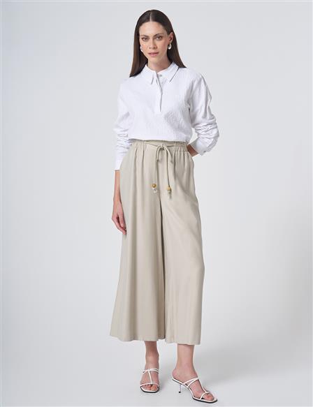 Lace-Up Rayon Pants - Moss Green