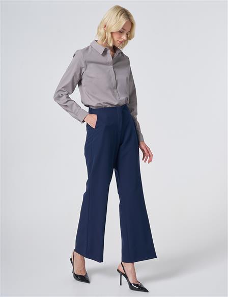 Basic Fabric Trousers - Navy