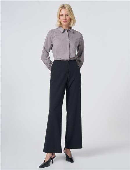 Basic Fabric Trousers - Black