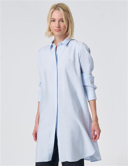 Hidden Placket Basic Modal Tunic – Blue