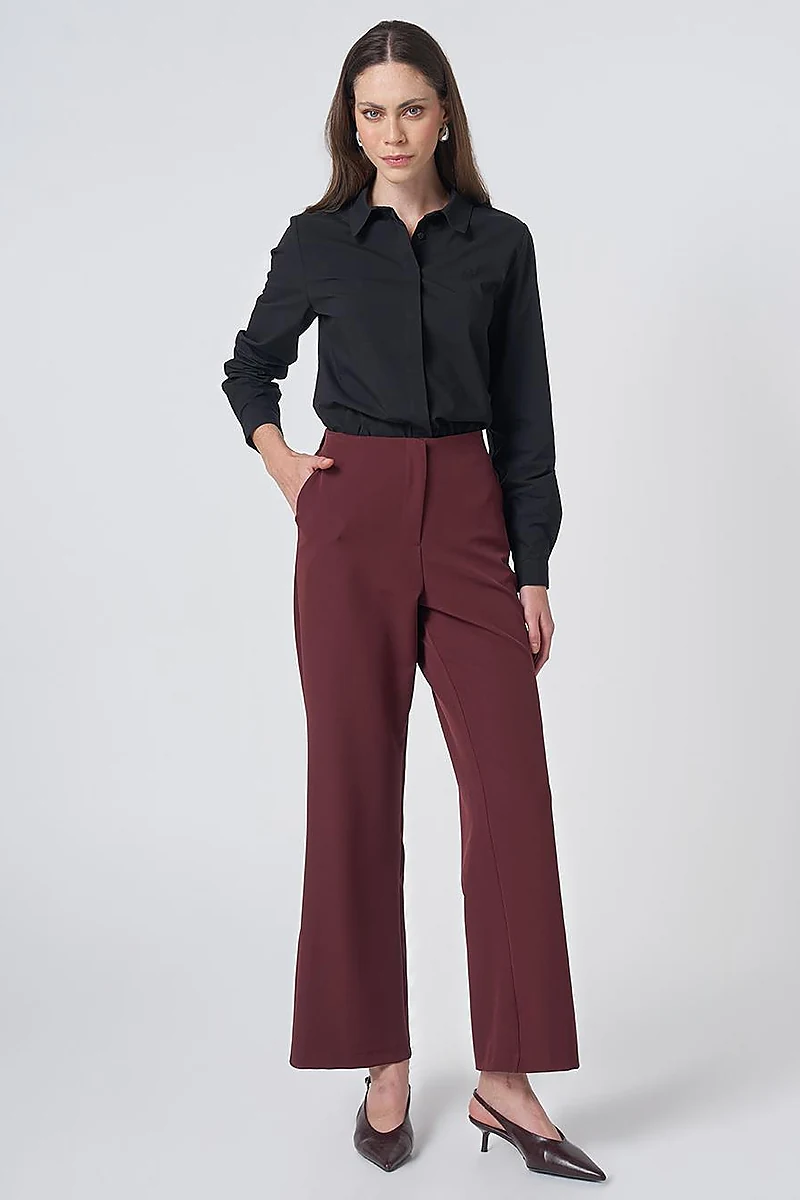 Basic Fabric Trousers - Burgundy
