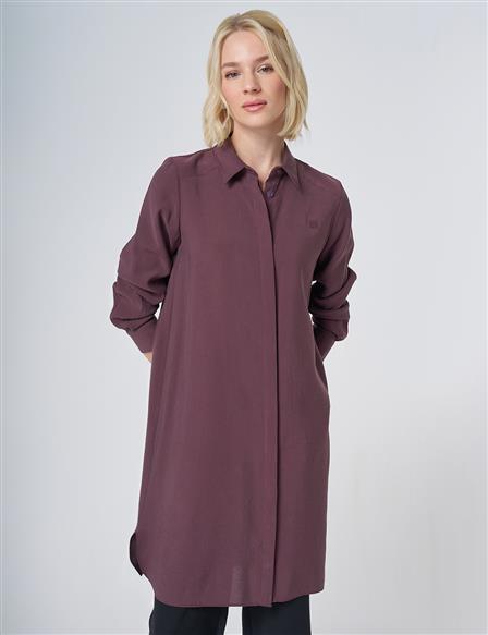 Hidden Placket Basic Modal Tunic – Burgundy