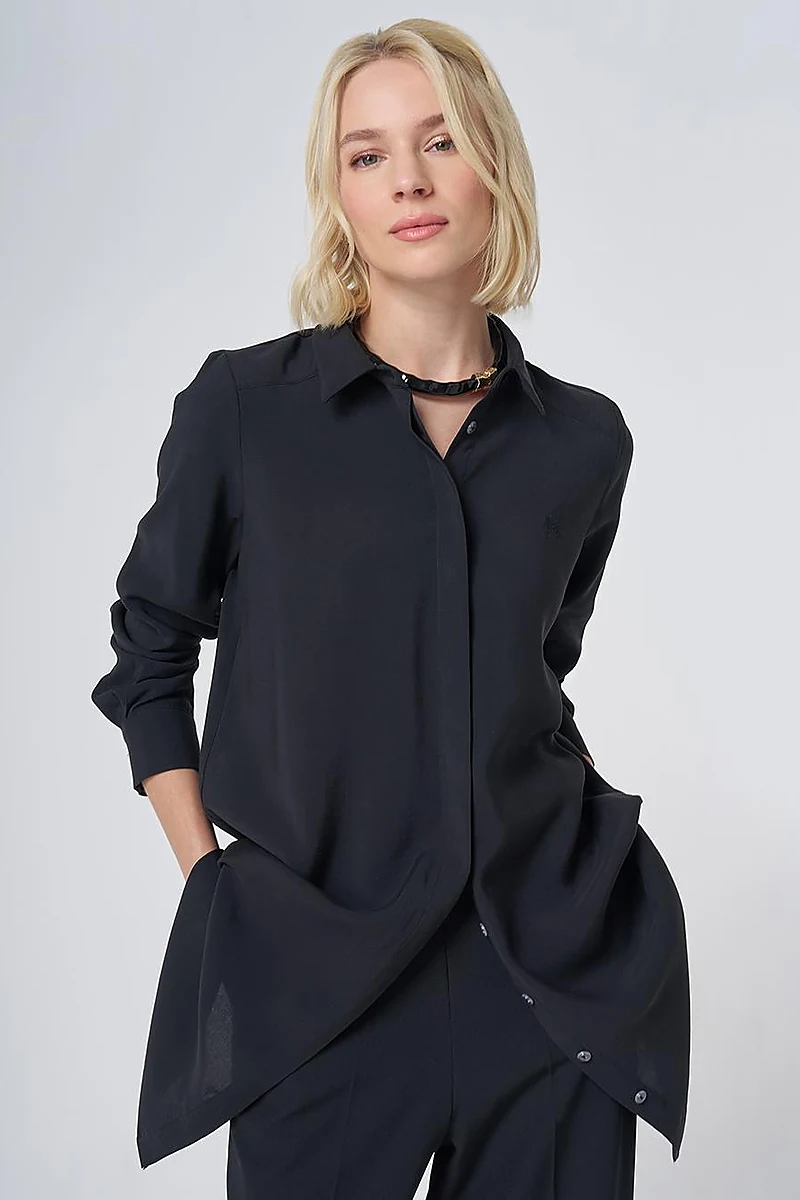 Hidden Placket Basic Modal Tunic – Black