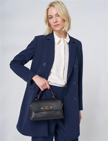 Basic Notched Collar Blazer Jacket – Navy