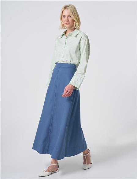 Punto Stitched Non Denim Skirt Indigo