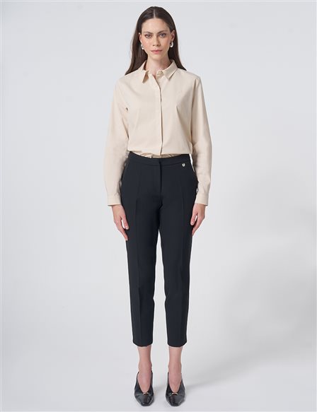 Pocket Detail Basic Tailored Trousers – Black