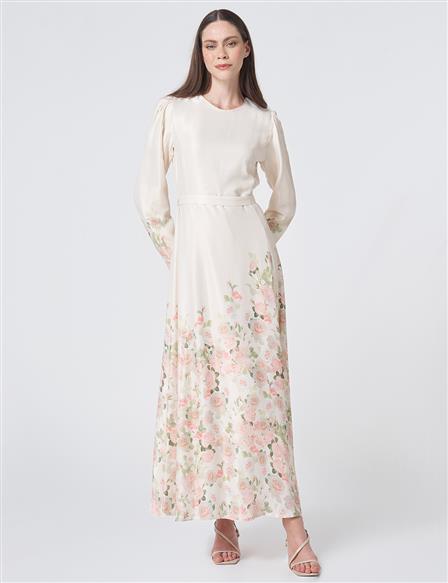 Floral Print Maxi Dress Cream