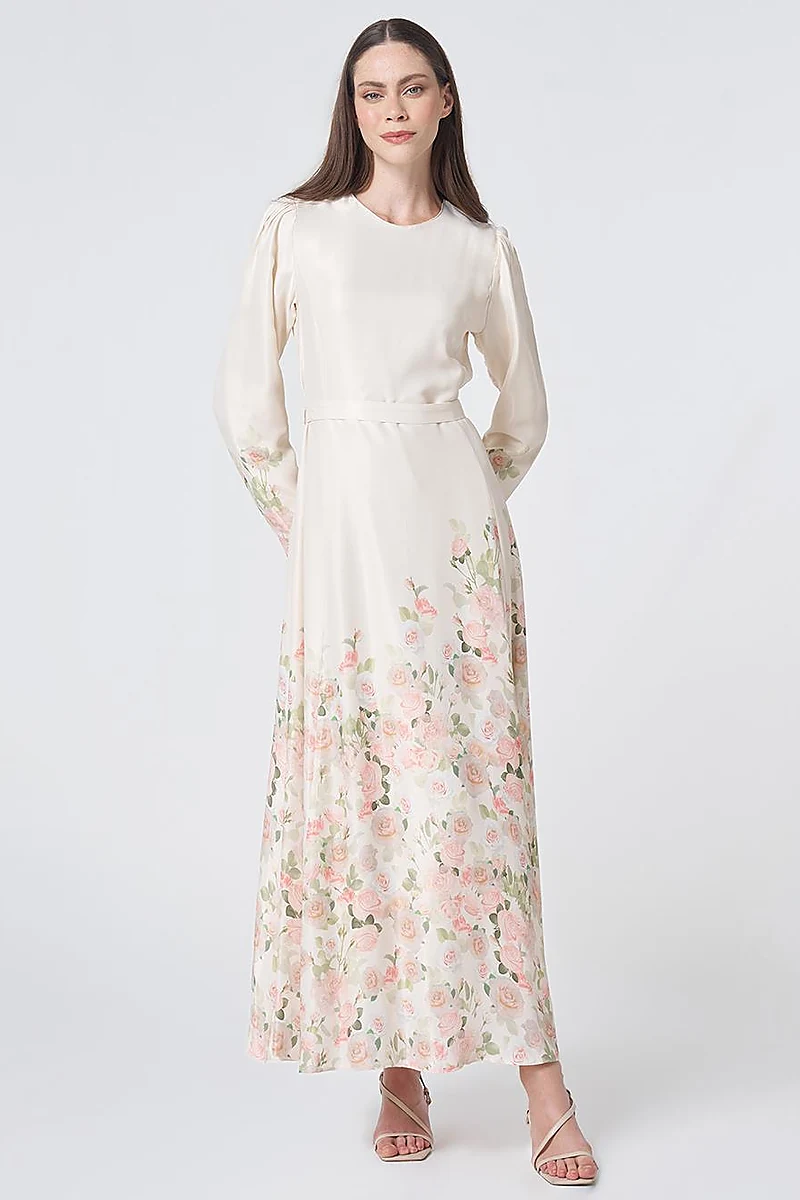Floral Print Maxi Dress Cream