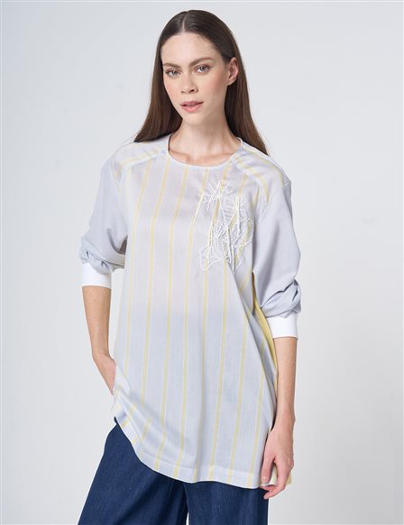 Striped Lyocell Tunic – Blue