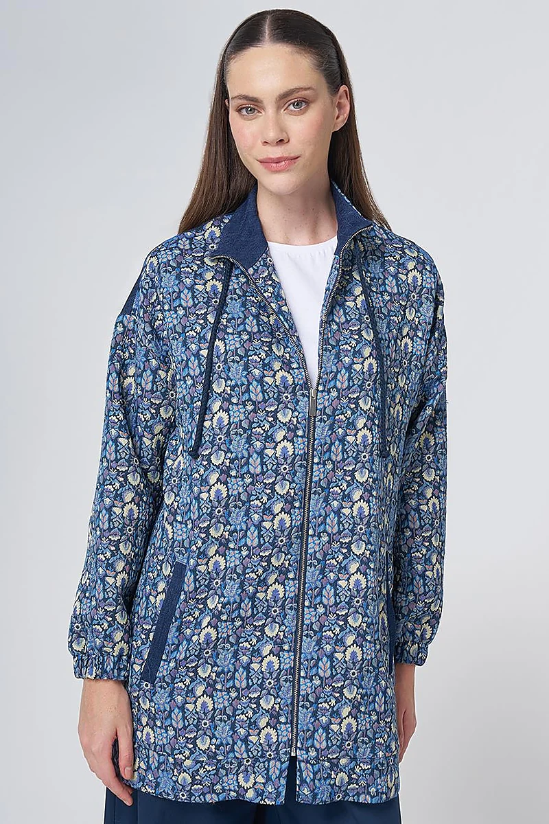 Floral Print Zip-Up Jacket – Lemon