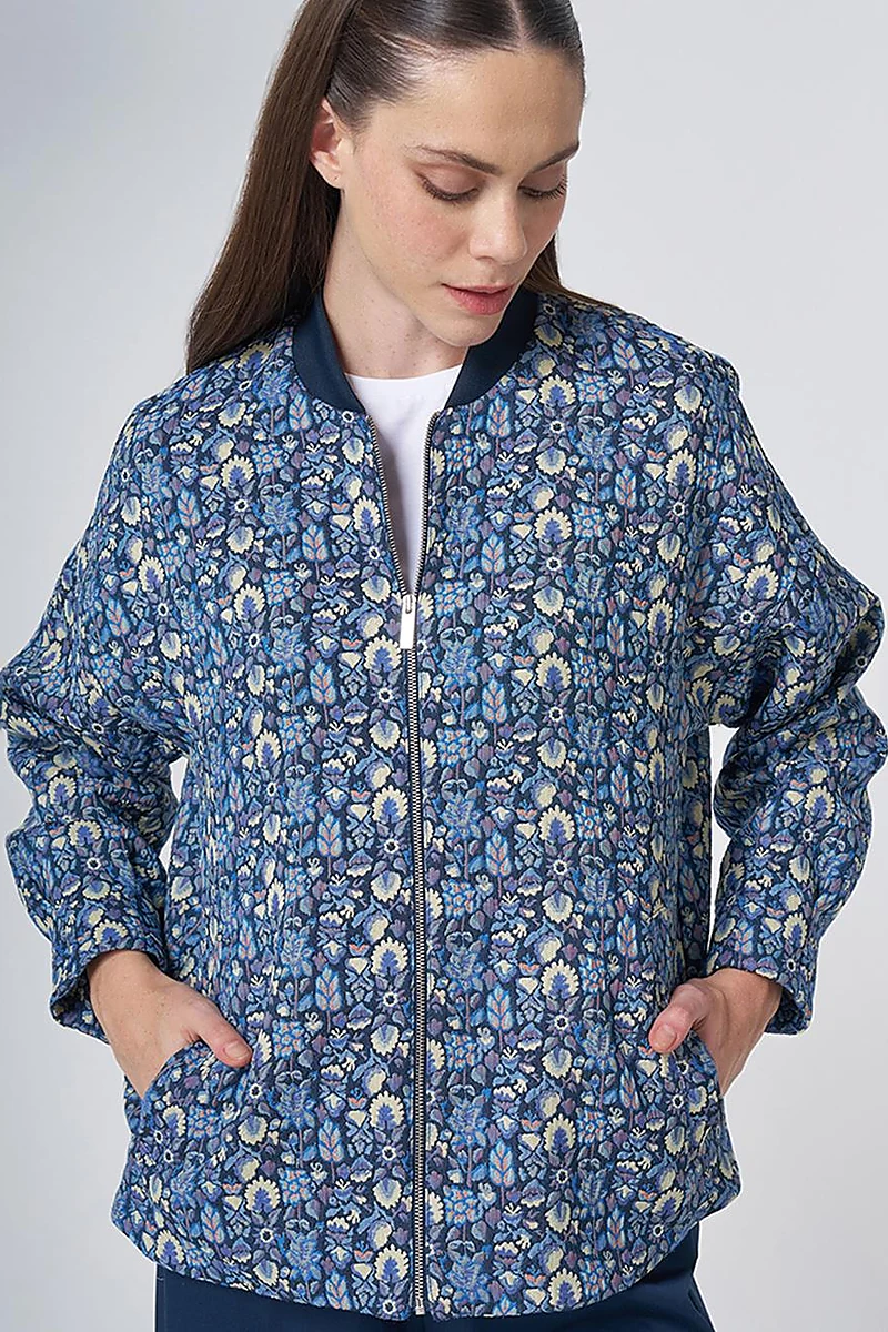 College Collar Floral Print Jacket – Lemon