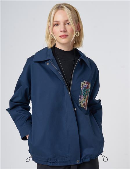 Beaded Embellished Jacket – Dark Navy