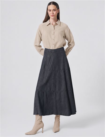Stitch Detail Washed Skirt– Anthracite