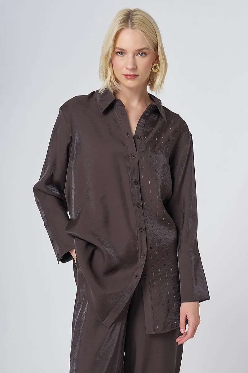 Hotfix Print Modal Two-Piece Set – Dark Brown