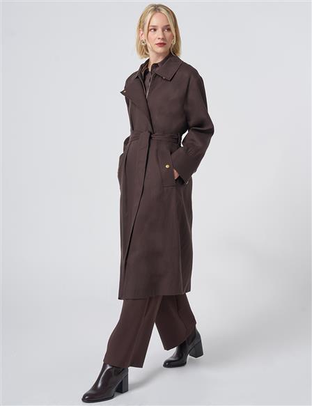 Belted Trench Coat – Dark Brown