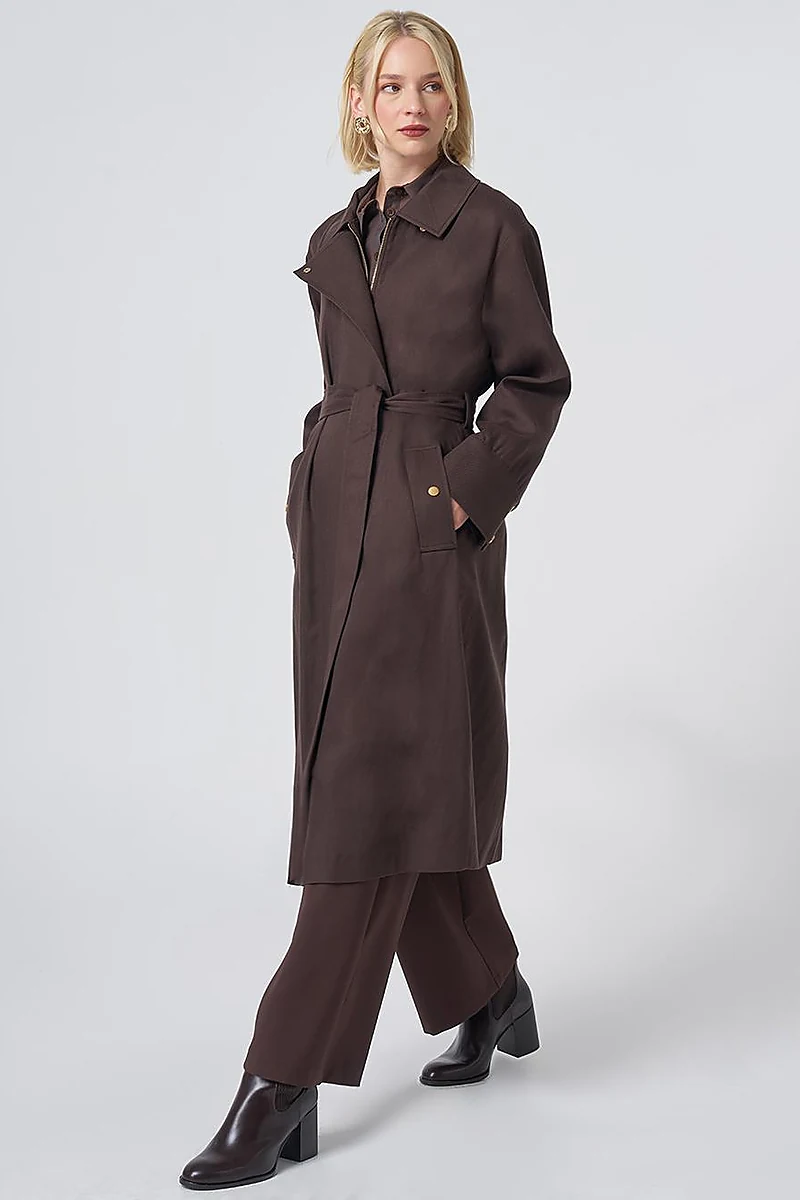 Belted Trench Coat – Dark Brown