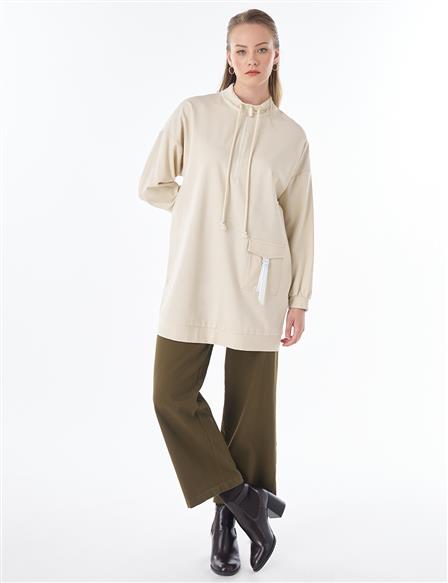 Dropped-Shoulder Scuba Sweatshirt – Cream