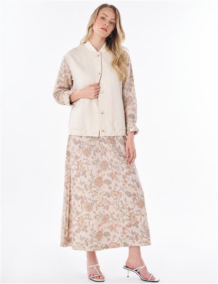 Floral Desen Etekli Takım Krem