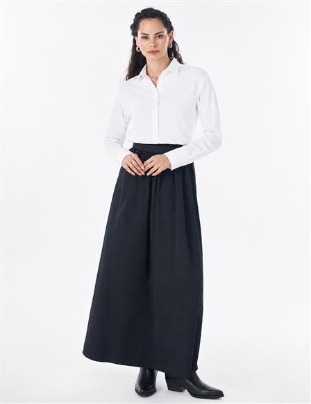 High-Waisted Flared Skirt – Black