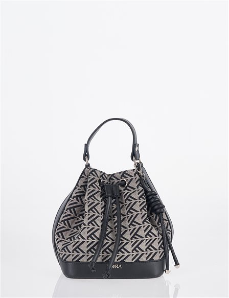 Monogram Patterned Bucket Bag – Black