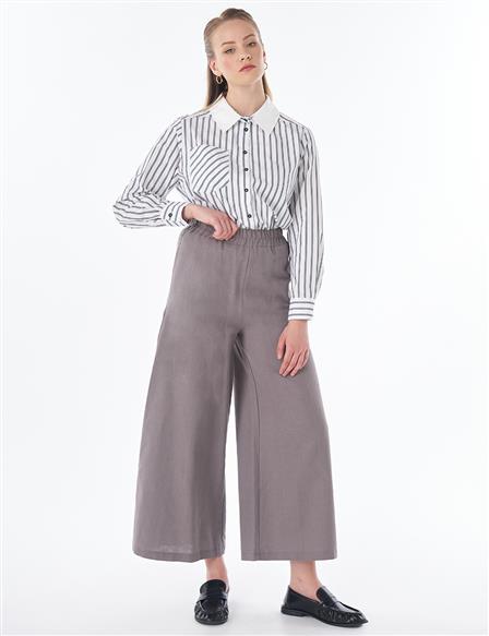 Wide-Leg Cotton Linen Pants – Dark Mink