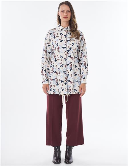 Patterned Cotton Linen Tunic – Cream