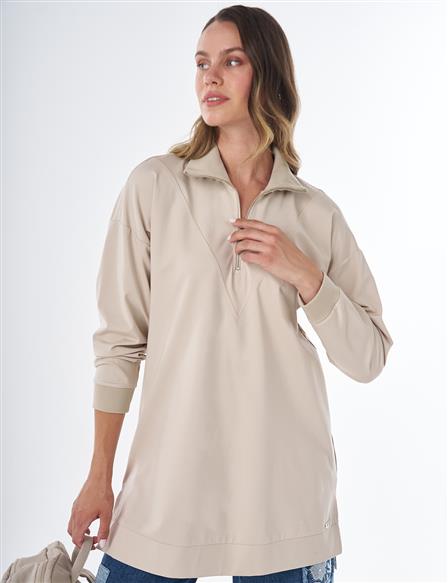 Stitch Detail Rayon Sweatshirt – Stone