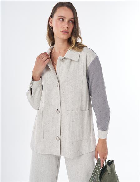 Shiny Button Jacket – Gray